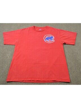 Chicago Cubs MLB Baseball Red Blue Majestic Shirt Size Large